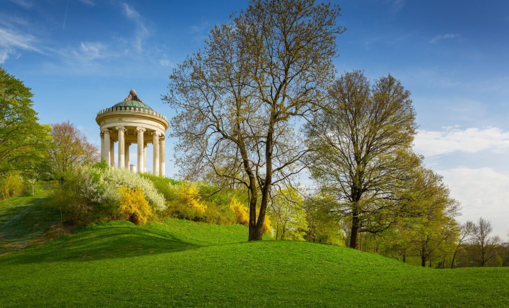 Monopteros temple in the English garden, Munich Bavaria, Germany